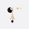 18K CD Tribales Eiffel Tower Charm Black Pearls Earrings