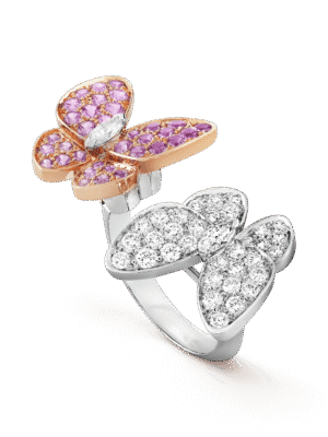 18K Two Butterfly Between the Finger Sapphire Ring