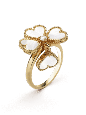 18K Sweet Alhambra Effeuillage Pearls Ring