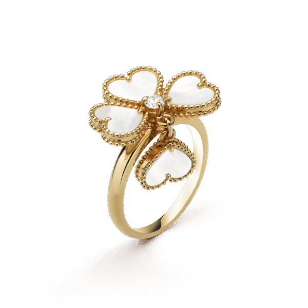 18K Sweet Alhambra Effeuillage Pearls Ring