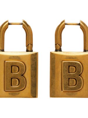 18K BB Gold Small Lock Earrings
