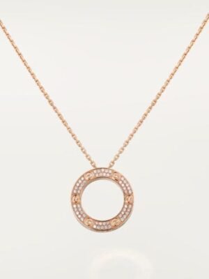 18K Love Diamond-Paved Necklace