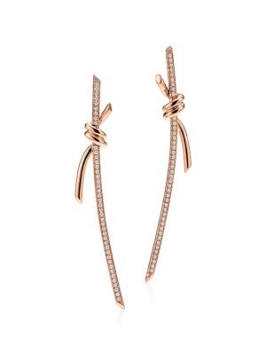 18K T Knot Drop Diamonds Earrings