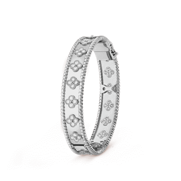 18K White Gold Perl¨¦e Clovers Bracelet
