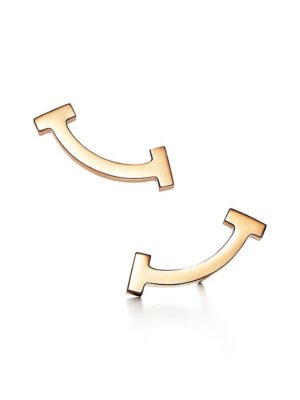 18K T Smile Yellow Gold Earrings