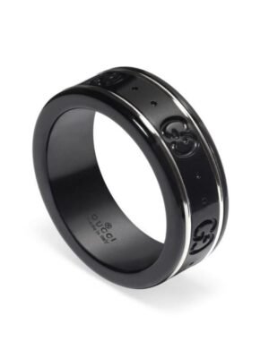 18K Double G Icon Black Corundum Ring