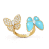 18K Two Butterfly Between the Finger Turquoise Ring