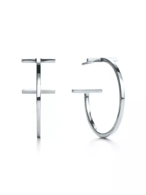 18K T Hoop Earrings