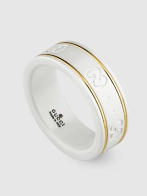 18K Double G Icon White Zirconia Ring