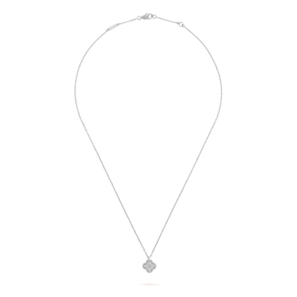 18K White Gold Sweet Alhambra Diamond Necklace