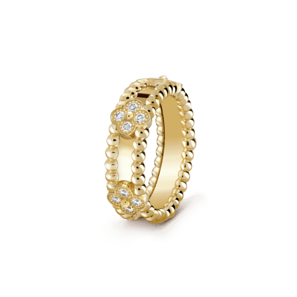 18K Yellow Gold Perl¨¦e Clovers Ring