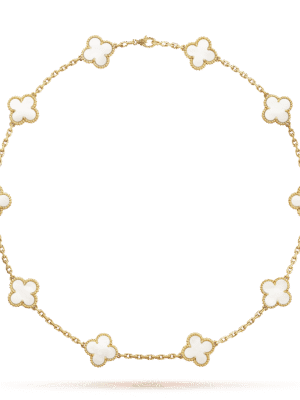 18K Vintage Alhambra Pearl 10 Motifs Necklace