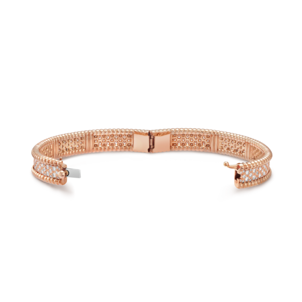 18K Rose Gold Perl¨¦e Diamonds Three Rows Bracelet