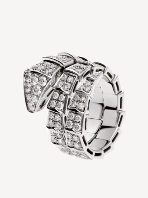 18K BV Serpenti Viper Full Pave Diamond Ring