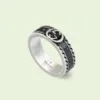Double G Interlocking G Black Enamel Ring