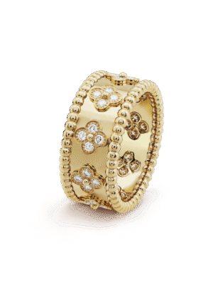 18K Yellow Gold Perl¨¦e Clovers Ring