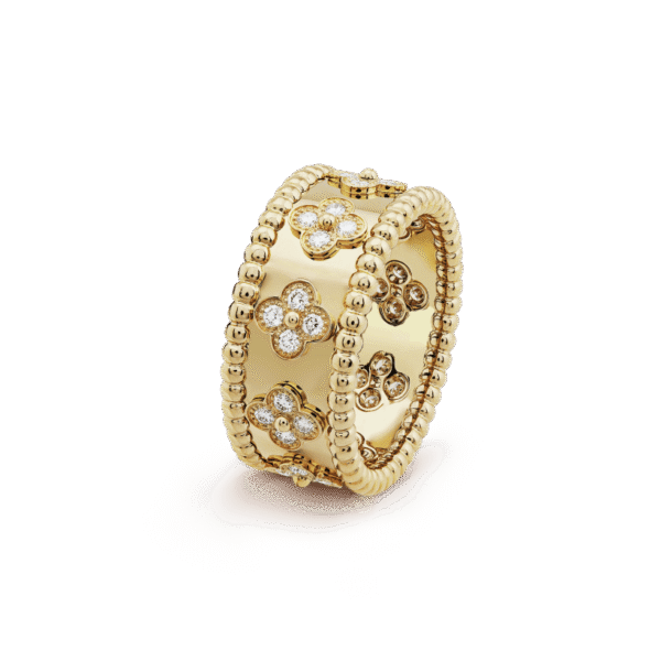 18K Yellow Gold Perl¨¦e Clovers Ring