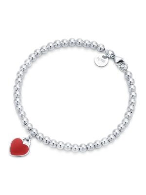 18K Return to Tiffany Red Heart Tag Bead Bracelet