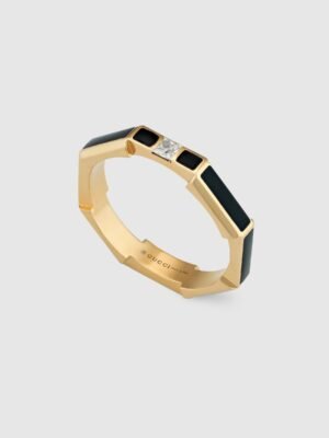 18K Double G Link To Love Enamel And Diamond Ring