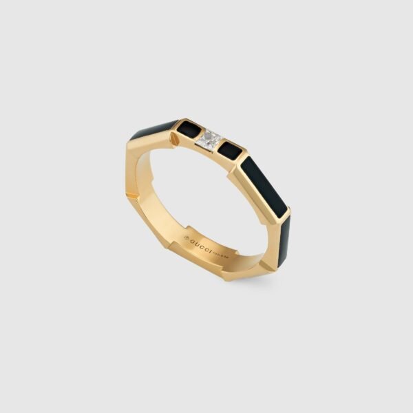 18K Double G Link To Love Enamel And Diamond Ring