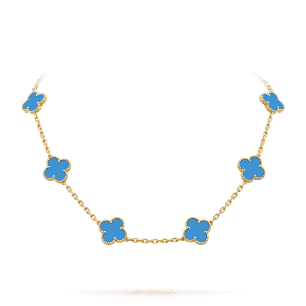 18K Vintage Alhambra Agate 10 Motifs Clover Necklace