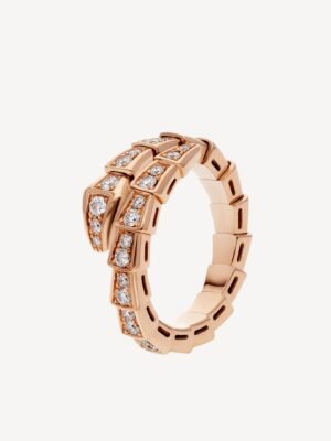 18K BV Serpenti Viper Pave Diamond Ring