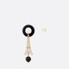 18K CD Tribales Eiffel Tower Charm Black Pearls Earrings