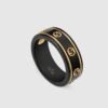 18K Double G Interlocking G Icon Black Corundum Ring