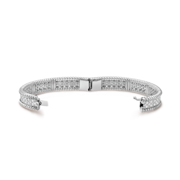 18K White Gold Perl¨¦e Diamonds Three Rows Bracelet