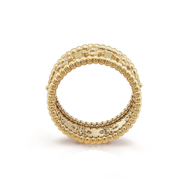 18K Yellow Gold Perl¨¦e Clovers Ring