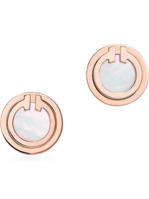 18K T Mother-of-pearl Circle Earrings