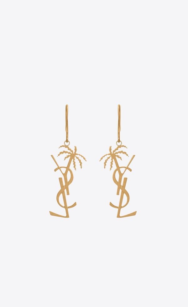 18K Saint Monogram Palmier Statement Earrings