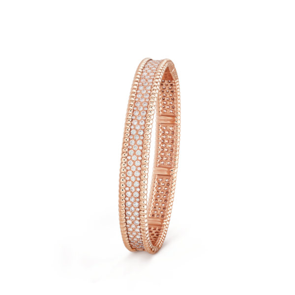18K Rose Gold Perl¨¦e Diamonds Three Rows Bracelet