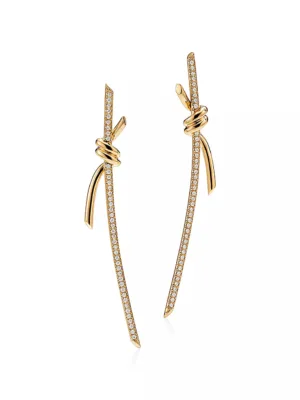 18K T Knot Drop Diamonds Earrings