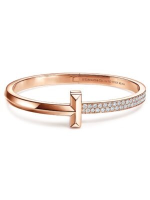 18K T1 Wide Diamond Hinged Bracelet