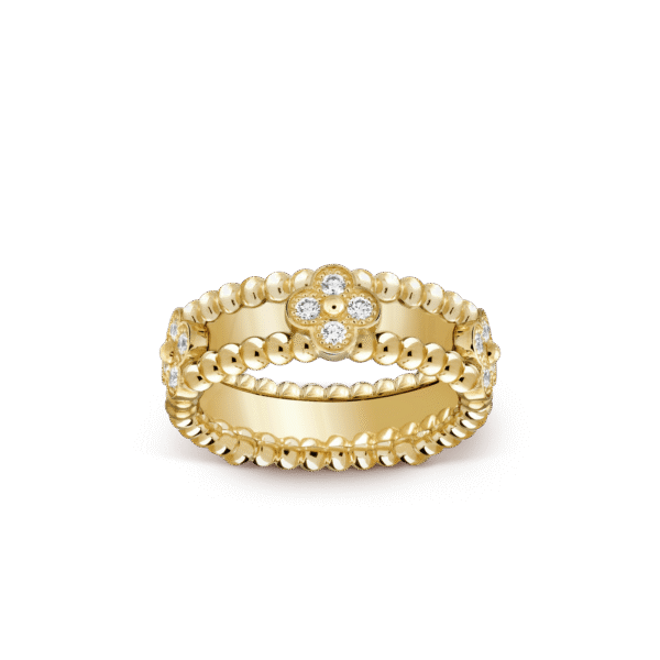 18K Yellow Gold Perl¨¦e Clovers Ring