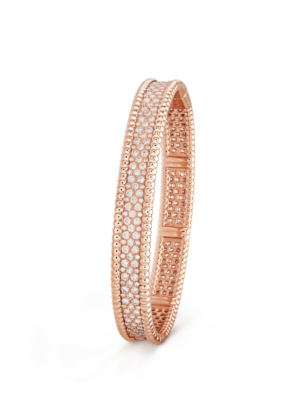 18K Rose Gold Perl¨¦e Diamonds Three Rows Bracelet