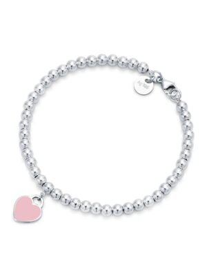 18K Return to Tiffany Pink Heart Tag Bead Bracelet