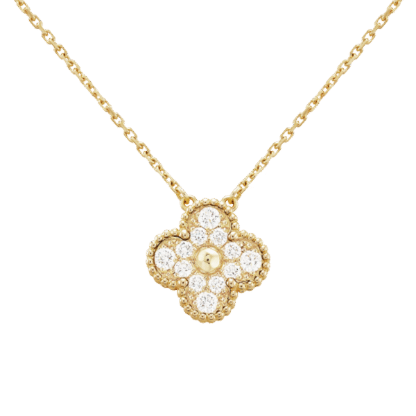 18K Sweet Alhambra Diamond Clover Necklace