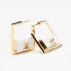 18K CC White Bag Hoop Earrings