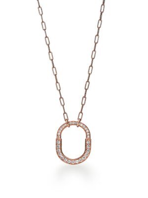 18K T Lock Pendant Pav¨¦ Diamonds Necklace