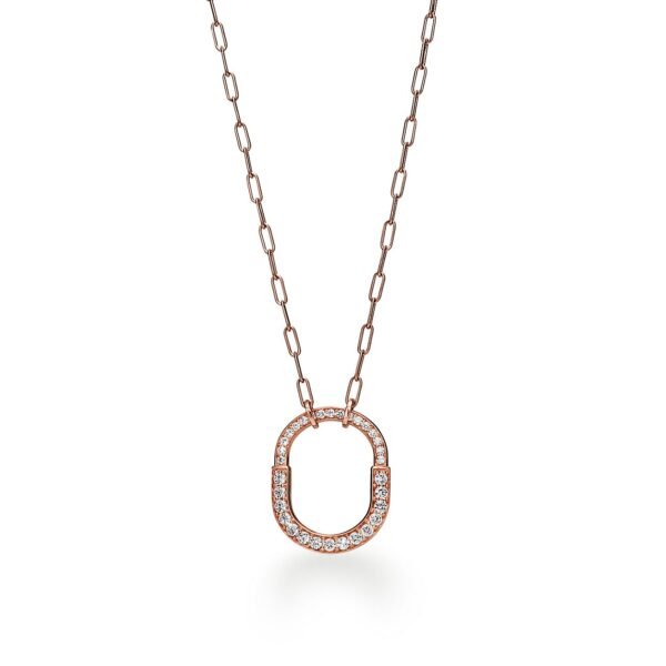 18K T Lock Pendant Pav¨¦ Diamonds Necklace