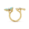 18K Two Butterfly Between the Finger Turquoise Ring
