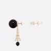 18K CD Tribales Eiffel Tower Charm Black Pearls Earrings