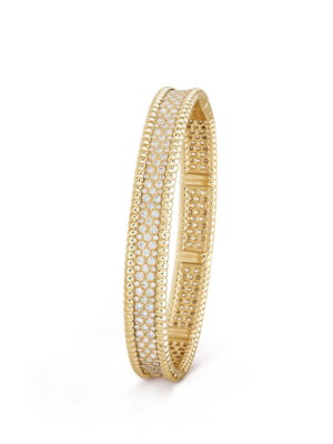 18K Yellow Gold Perl¨¦e Diamonds Three Rows Bracelet
