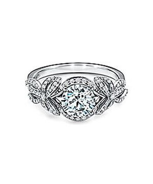 18K T Bow Ribbon Engagement Ring