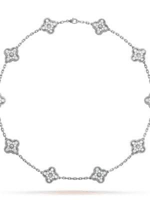 18K Vintage Alhambra Diamonds 10 Motifs Necklace
