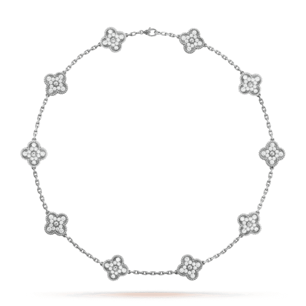 18K Vintage Alhambra Diamonds 10 Motifs Necklace