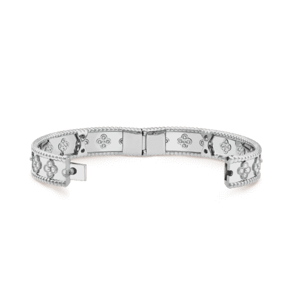 18K White Gold Perl¨¦e Clovers Bracelet