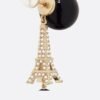 18K CD Tribales Eiffel Tower Charm Black Pearls Earrings